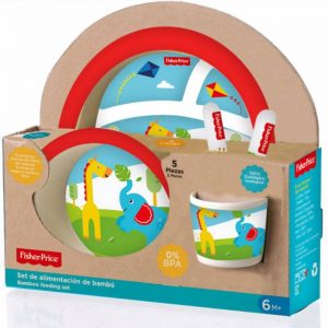 Set de Alimentación de Bambú Fisher Price 5 Piezas Zoo