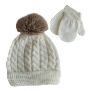 Set de Gorro y Mitones Blanco